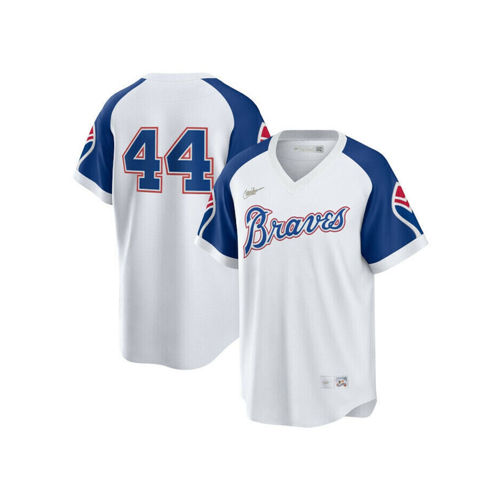 Atlanta Braves Hank Aaron Nike White Cooperstown Collection Jersey