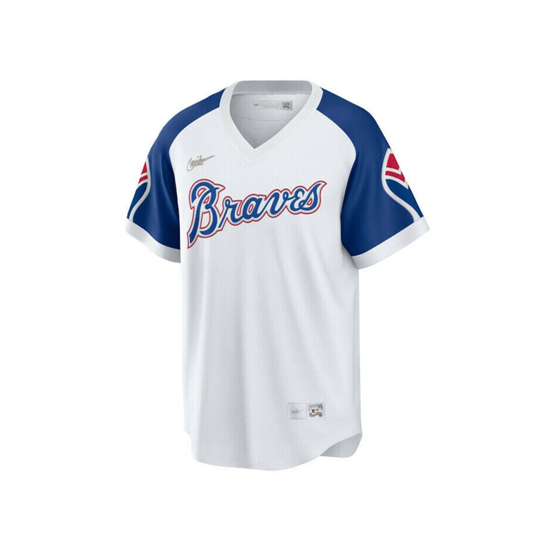 Atlanta Braves Hank Aaron Nike White Cooperstown Collection Jersey